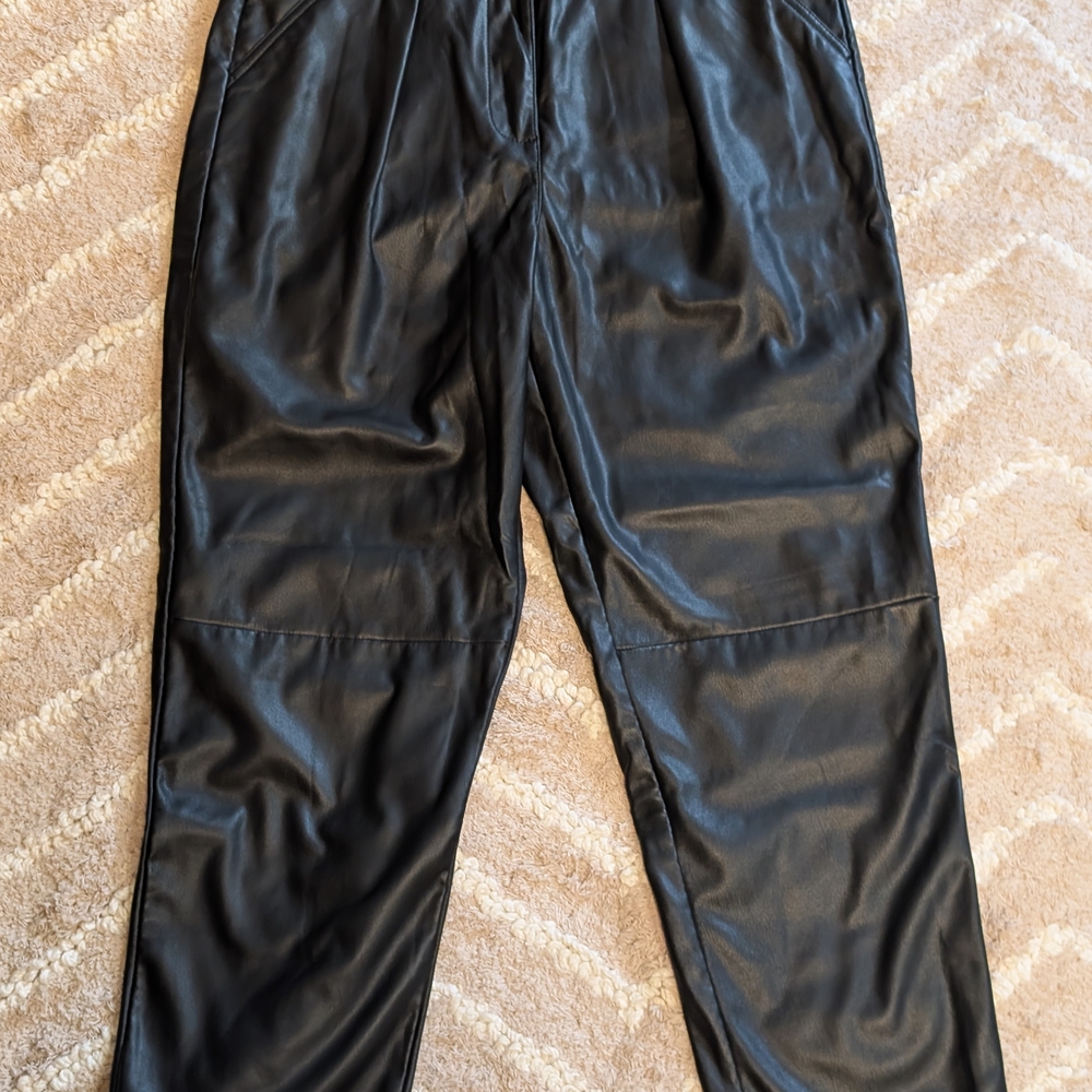 Topshop Black Faux Leather Pants - Picture 2 of 5